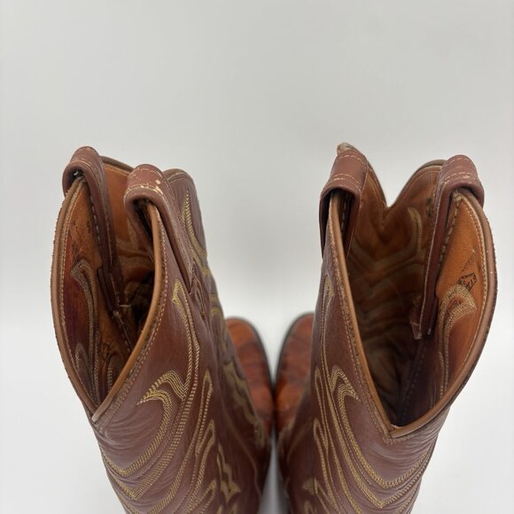 Tony Lama Real Eel Leather Cowboy Boots Brown Men’s Size 9B Western Rodeo Ranch - Picture 8 of 14